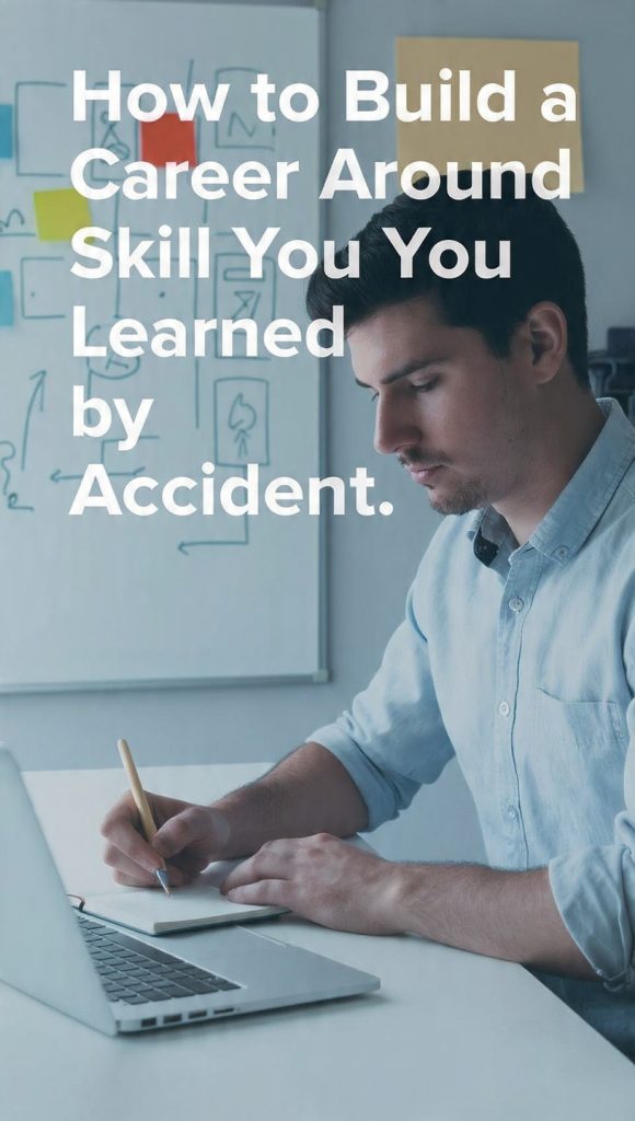 Build a Career Around a Skill
A motivated young professional sits at a desk, writing notes beside a laptop while planning a future career. A whiteboard and sticky notes in the background symbolize learning, growth, and goal-setting. Large headline text reads "How to Build a Career Around a Skill You Learned by Accident." The image conveys self-development, skill building, career growth, freelancing, and turning unexpected talents into professional opportunities.
