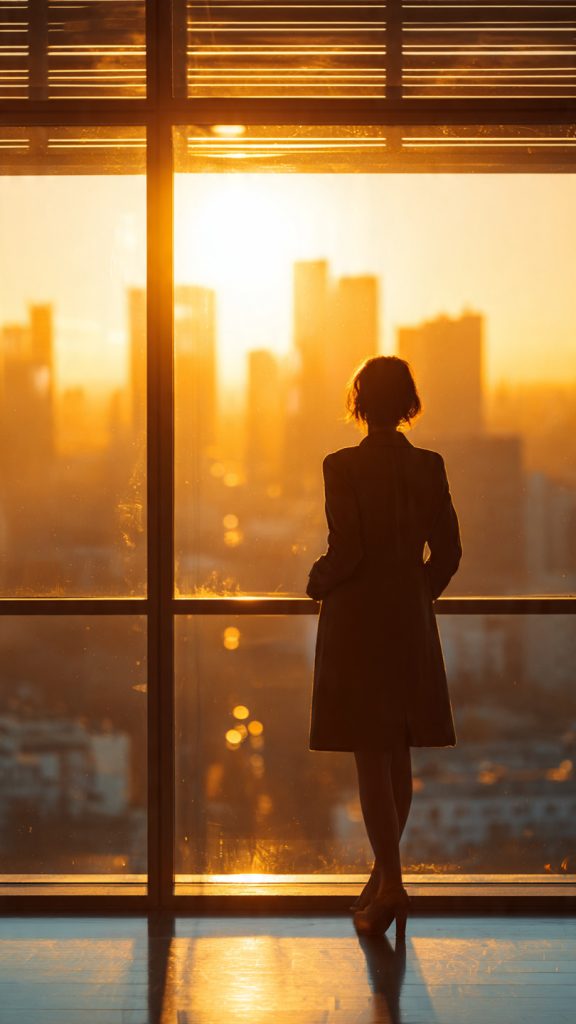 Rebuild Self-Confidence
A realistic wide banner showing a professional standing in front of a large office window, looking out at a city skyline during sunrise. The warm morning light symbolizes hope, resilience, and new beginnings after a career setback. The scene conveys confidence, reflection, and optimism, with a clean modern workspace in the foreground and no instructional tips visible in the image.
