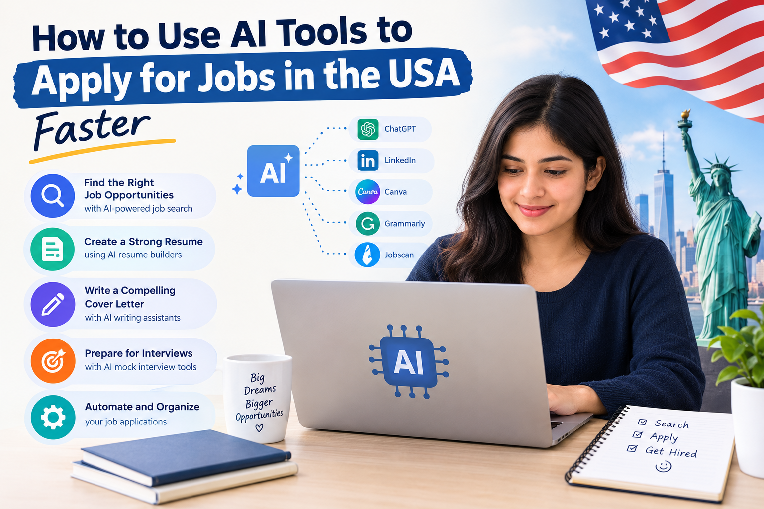 How to Use AI Tools to Apply for Jobs in the USA Faster